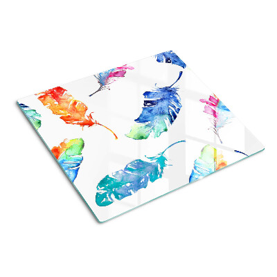 Planche à découper verre Plumes à l'aquarelle