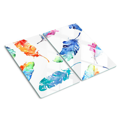 Planche à découper verre Plumes à l'aquarelle