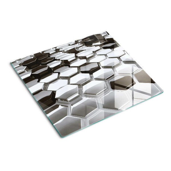 Planche à découper en verre Structures hexagonales en nuances de gris