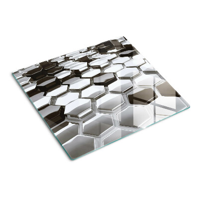 Planche à découper en verre Structures hexagonales en nuances de gris