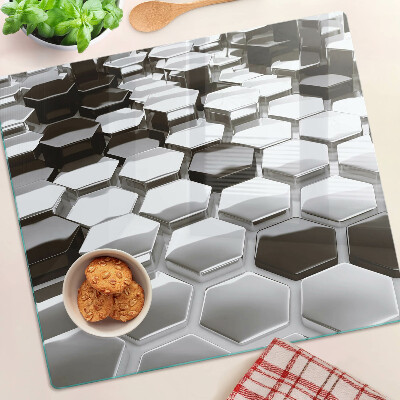 Planche à découper en verre Structures hexagonales en nuances de gris
