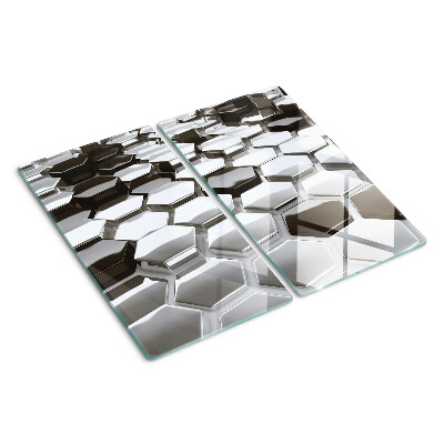 Planche à découper en verre Structures hexagonales en nuances de gris