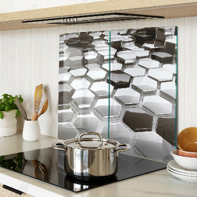 Planche à découper en verre Structures hexagonales en nuances de gris