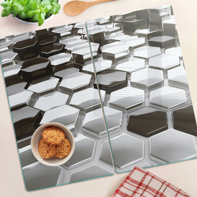 Planche à découper en verre Structures hexagonales en nuances de gris