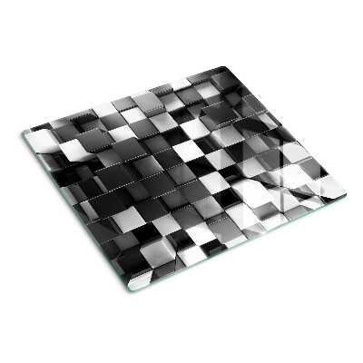 Planche à découper verre Motif en damier dans les tons noir et blanc