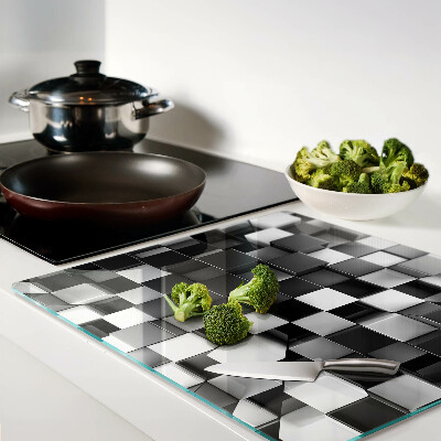 Planche à découper verre Motif en damier dans les tons noir et blanc
