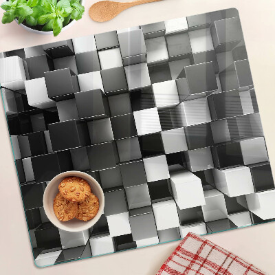 Planche à découper verre Motif en damier dans les tons noir et blanc