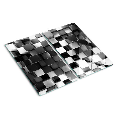 Planche à découper verre Motif en damier dans les tons noir et blanc