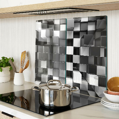 Planche à découper verre Motif en damier dans les tons noir et blanc