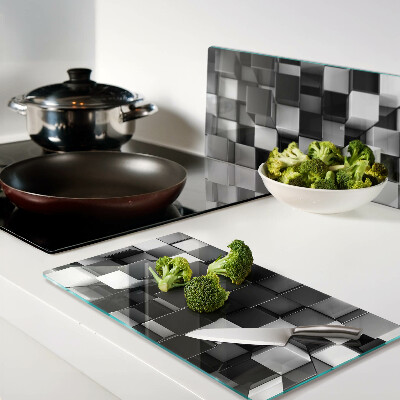 Planche à découper verre Motif en damier dans les tons noir et blanc