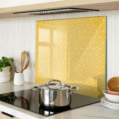 Planche à découper en verre Fleur de vie sur fond jaune