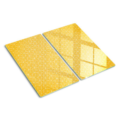 Planche à découper en verre Fleur de vie sur fond jaune