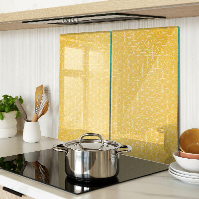 Planche à découper en verre Fleur de vie sur fond jaune