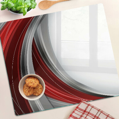 Planche à découper verre Vagues abstraites en rouge et gris
