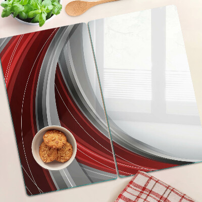 Planche à découper verre Vagues abstraites en rouge et gris