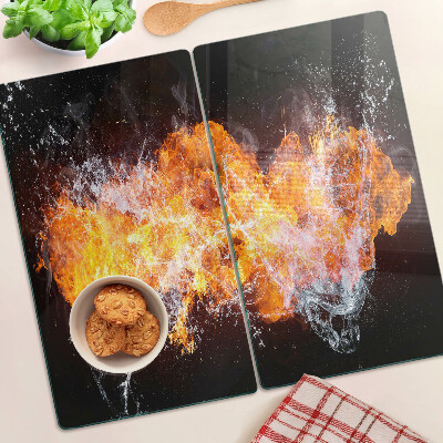 Planche à découper en verre Le feu et l'eau