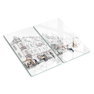 Planche à découper verre Paysage de café dans la ville