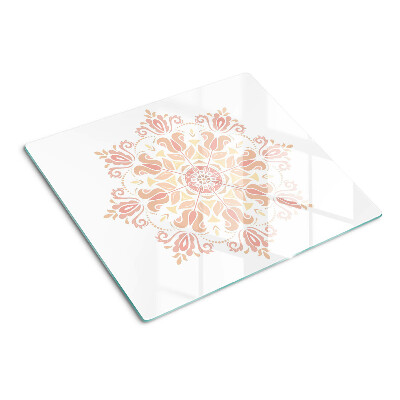 Planche à découper en verre Mandala dans les tons de rose