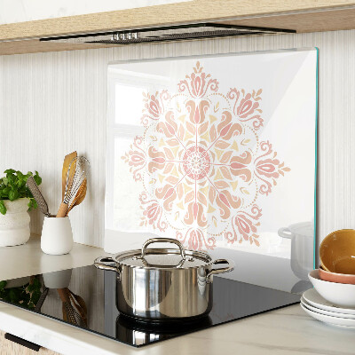 Planche à découper en verre Mandala dans les tons de rose