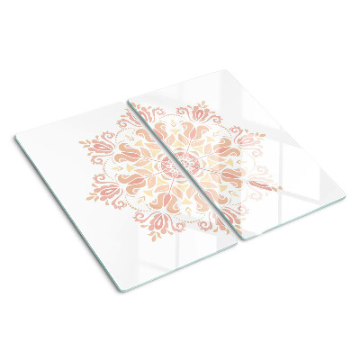 Planche à découper en verre Mandala dans les tons de rose