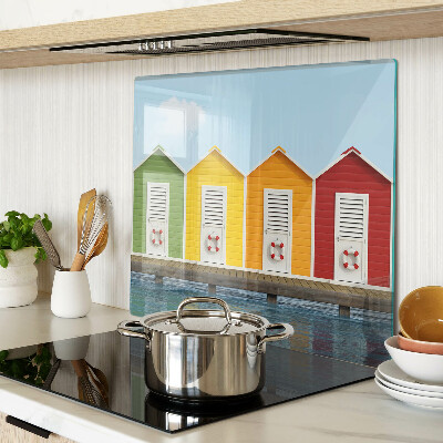 Planche à découper en verre Maisons colorées en bord de mer