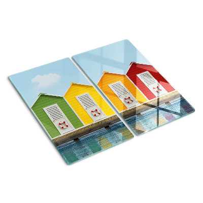 Planche à découper en verre Maisons colorées en bord de mer