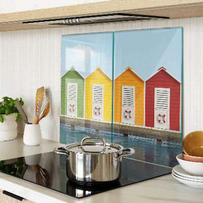 Planche à découper en verre Maisons colorées en bord de mer