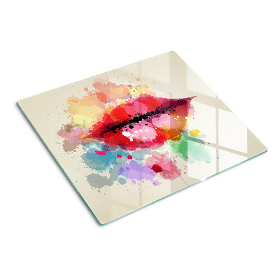 Planche à découper verre Des lèvres aux taches colorées