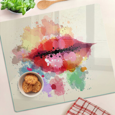 Planche à découper verre Des lèvres aux taches colorées