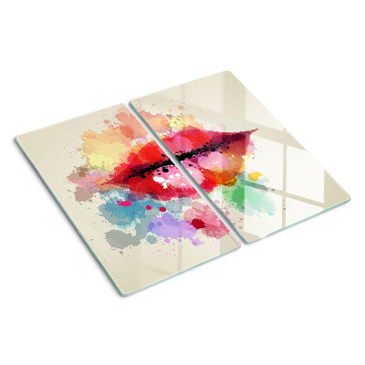 Planche à découper verre Des lèvres aux taches colorées