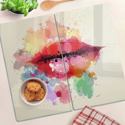 Planche à découper verre Des lèvres aux taches colorées