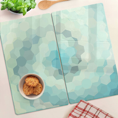 Planche à découper verre Formes géométriques dans les tons de bleu