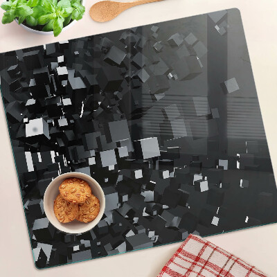 Planche à découper verre Cubes noirs abstraits
