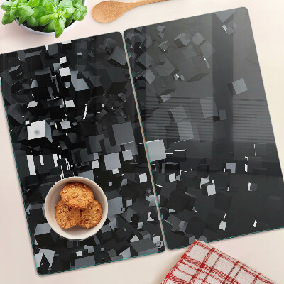 Planche à découper verre Cubes noirs abstraits