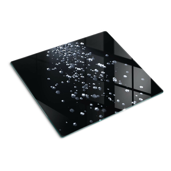 Planche à découper en verre Bulles de cristal sur fond noir