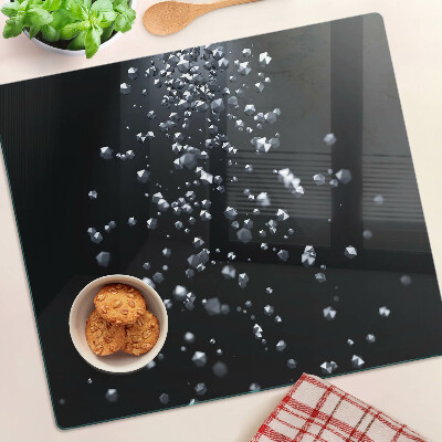 Planche à découper en verre Bulles de cristal sur fond noir