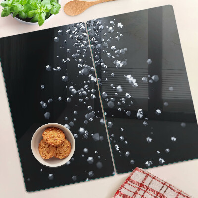 Planche à découper en verre Bulles de cristal sur fond noir