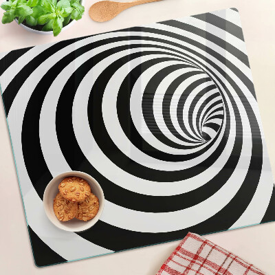 Planche à découper verre Motif spirale noir et blanc