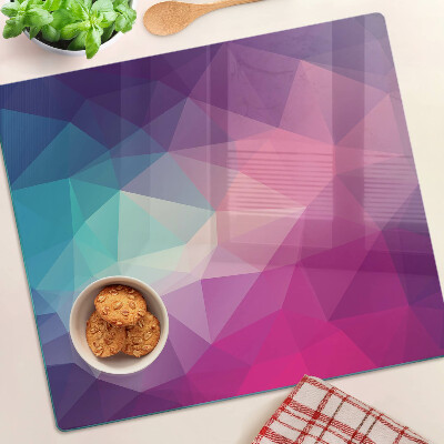 Planche à découper verre Géométrie dans les tons de rose et de bleu