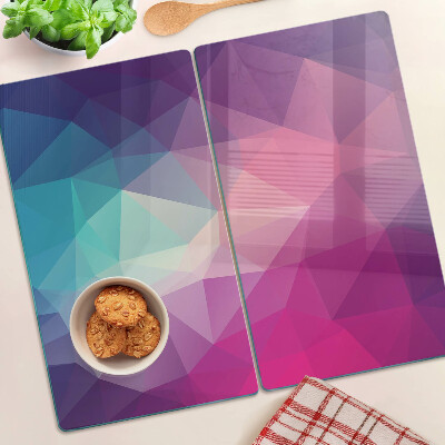 Planche à découper verre Géométrie dans les tons de rose et de bleu