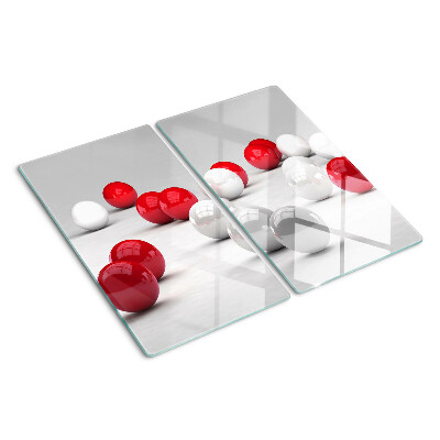 Planche à découper en verre Boules rouges et blanches