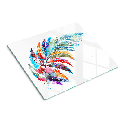 Planche à découper verre Feuilles de fougère aux couleurs de l'arc-en-ciel