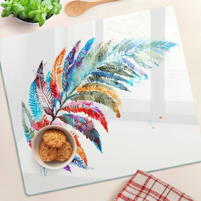 Planche à découper verre Feuilles de fougère aux couleurs de l'arc-en-ciel