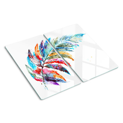 Planche à découper verre Feuilles de fougère aux couleurs de l'arc-en-ciel
