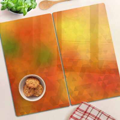 Planche à découper en verre Géométrie dans les tons orange