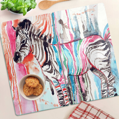 Planche à découper verre Zèbre à rayures colorées