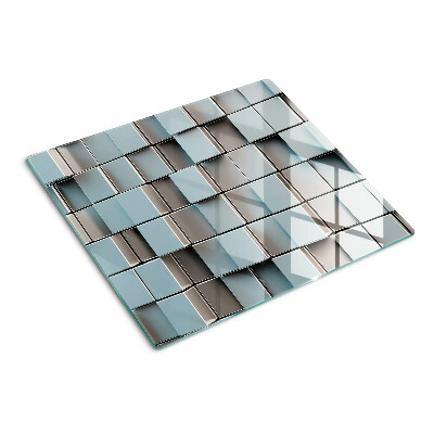 Planche à découper en verre Carreaux géométriques dans les tons de bleu