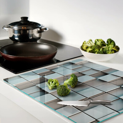 Planche à découper en verre Carreaux géométriques dans les tons de bleu