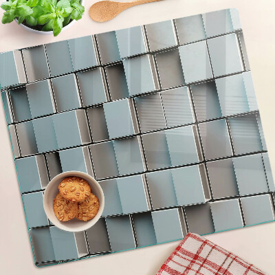 Planche à découper en verre Carreaux géométriques dans les tons de bleu