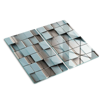 Planche à découper en verre Carreaux géométriques dans les tons de bleu
